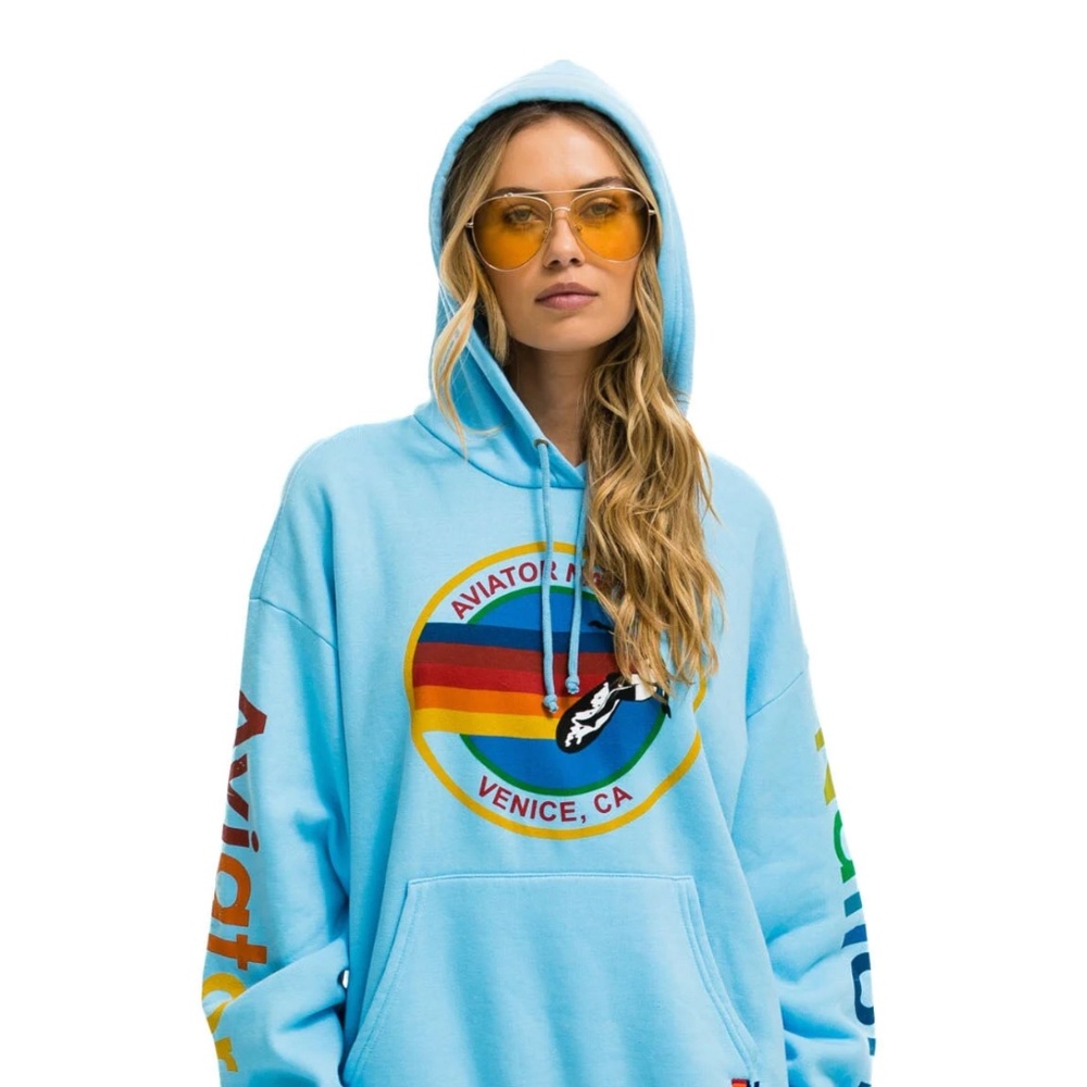 NWT AVIATOR NATION  HOODIE SWEATSHIRT  -  MEDIUM sky blue